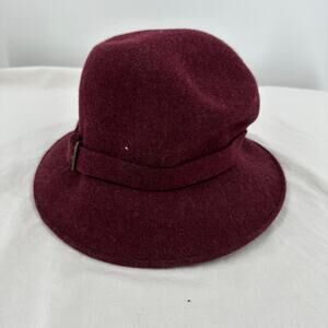 Betmar Womens Hat Wool Size M Burgundy Belted‎ Cottagecore Fall Classic Vintage